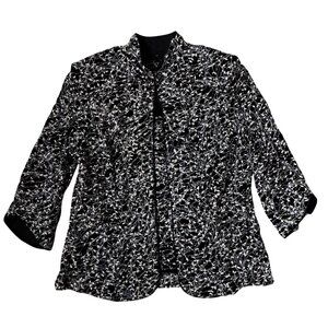 Alex Evenings Womens Petite 2-Piece Jacket Tank Set-PM-Black/White Open Front